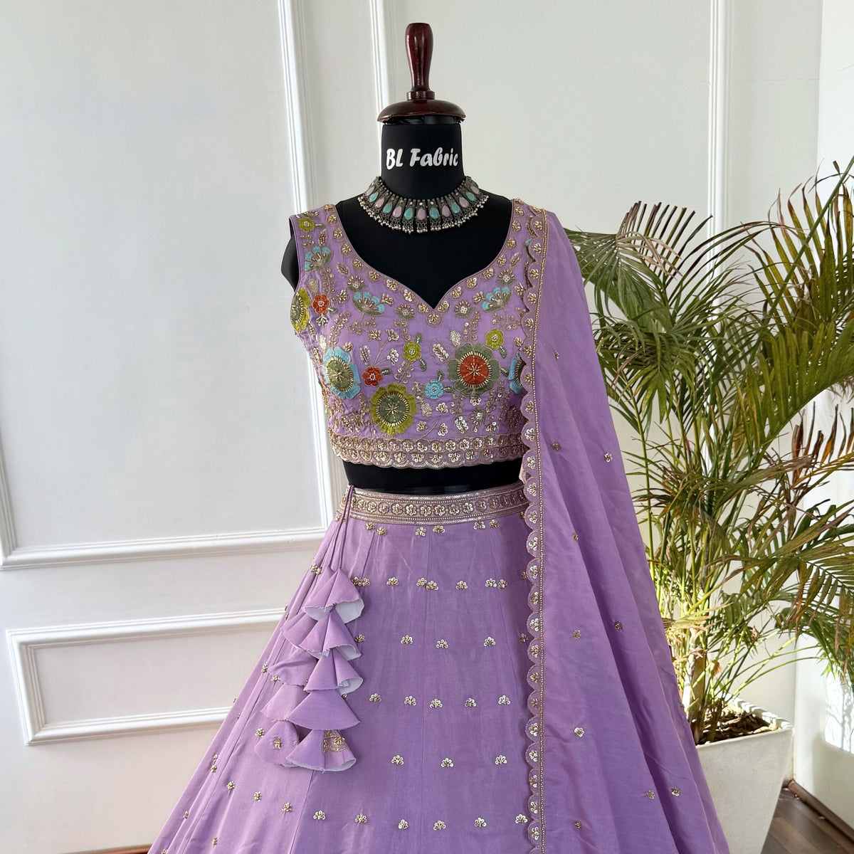 Light Purple color Hand Embroidery work Designer Lehenga Choli for Wedding Function BL1537