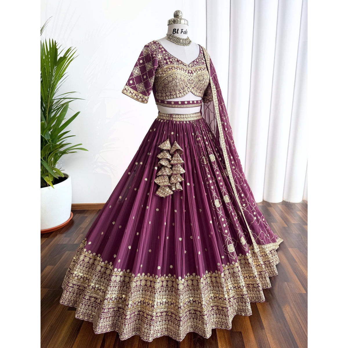 Rosy Purple color Sequence Embroidery work Designer Lehenga Choli BL1580