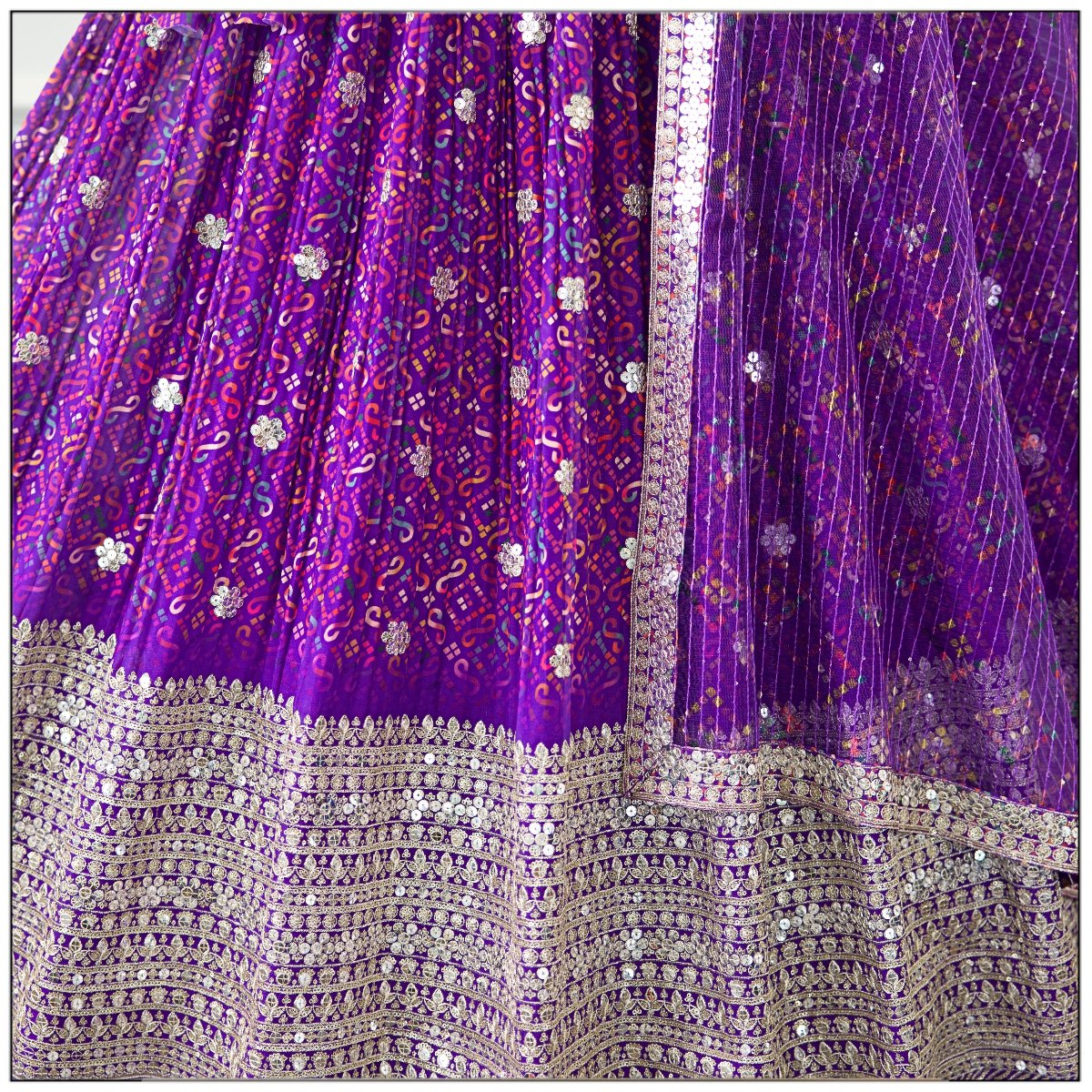 Purple Printed color Sequence Embroidery work Designer Lehenga Choli for Wedding Function BL1426