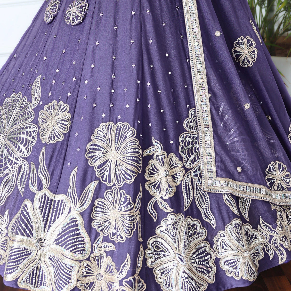 Rosy Purple color Real Mirror Embroidery work Designer Lehenga Choli for Wedding Function BL1469