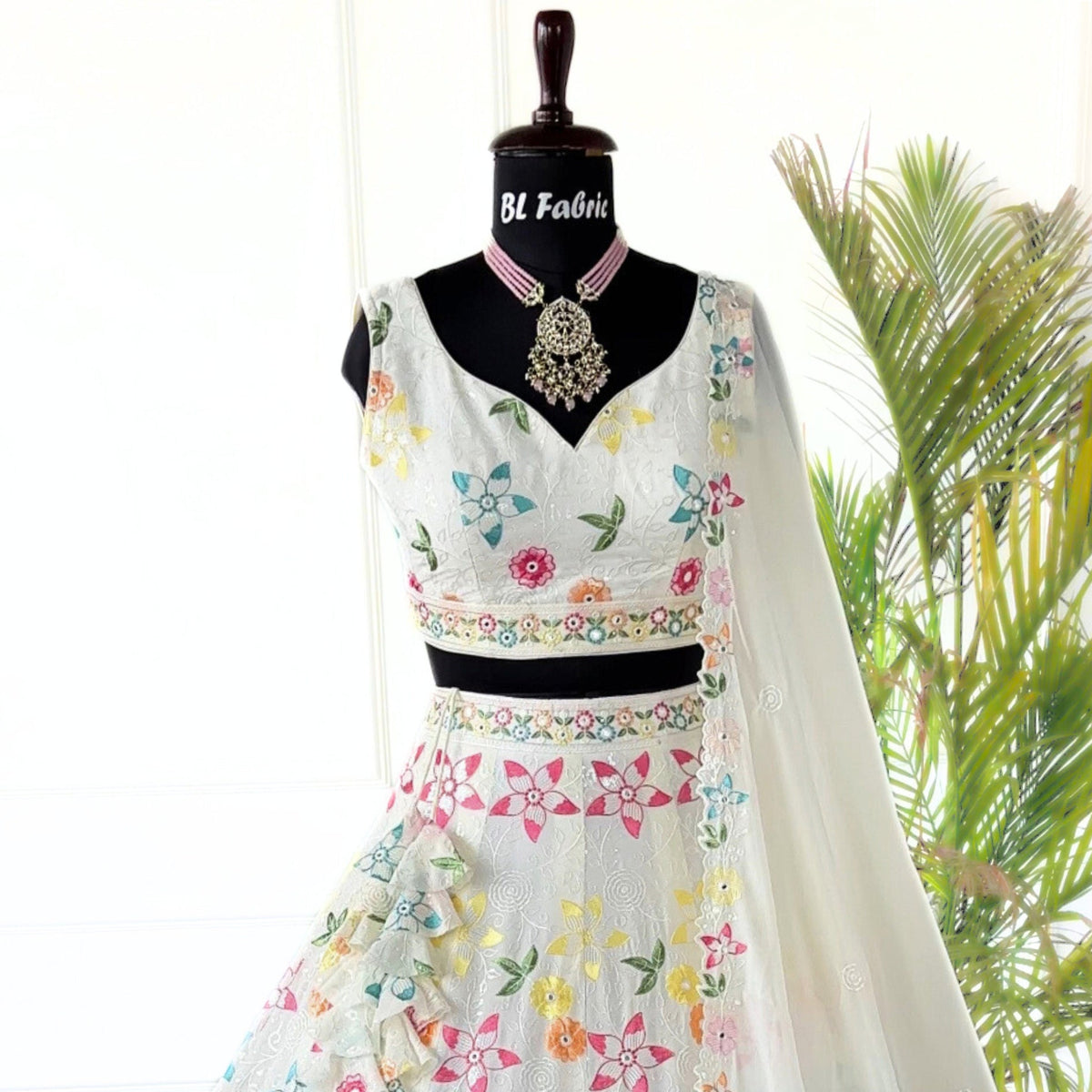 Off white color Sequence & Thread Embroidery work Designer Lehenga Choli for Wedding Function BL1471