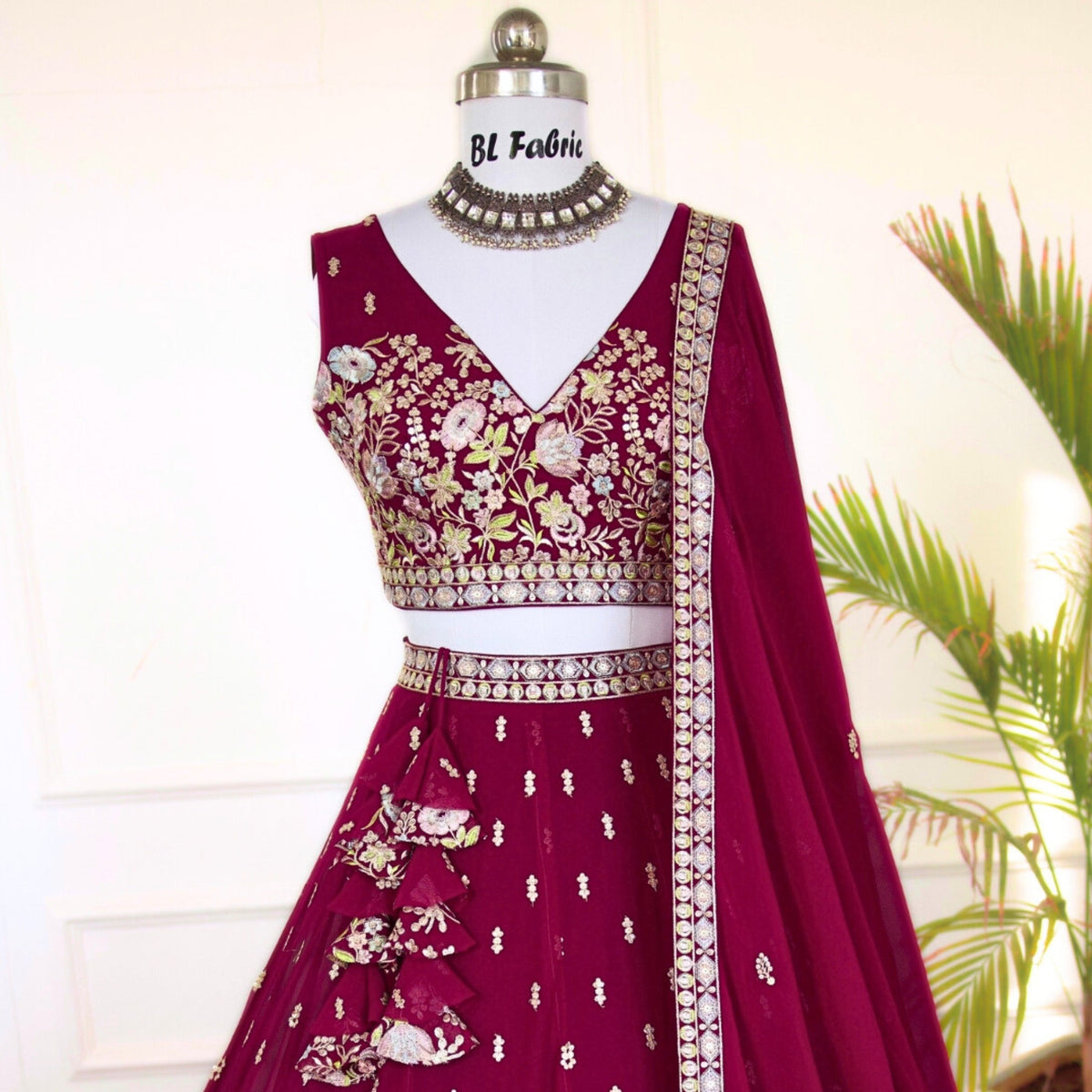 Maroon color Sequence Embroidery work Designer Lehenga Choli for Wedding Function BL1505