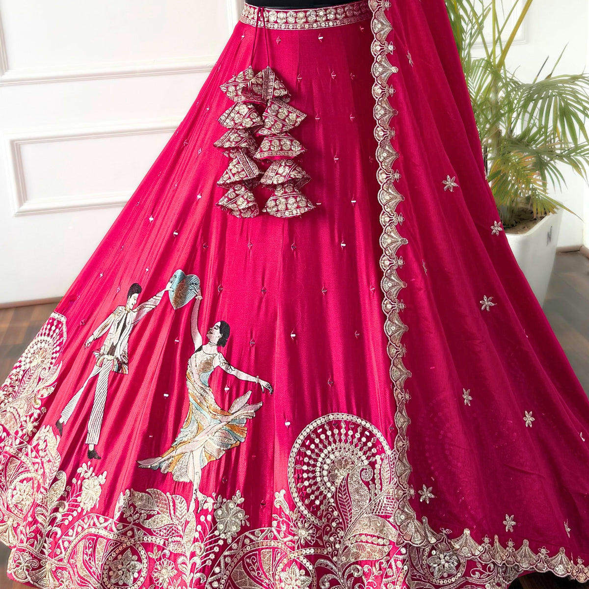 Pink color Real Mirror & Sequence Embroidery work Designer Lehenga Choli BL1547