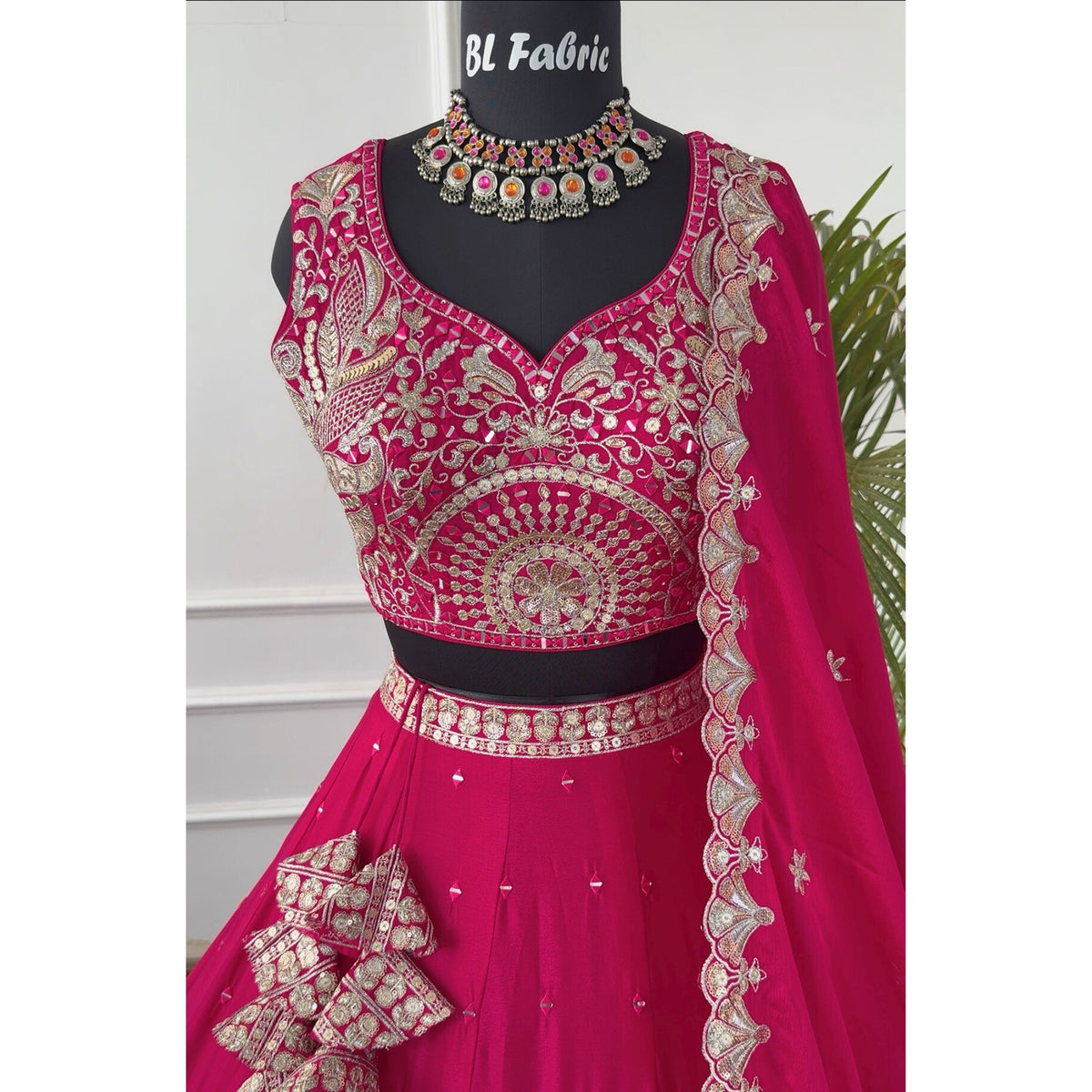 Pink color Real Mirror & Sequence Embroidery work Designer Lehenga Choli BL1547