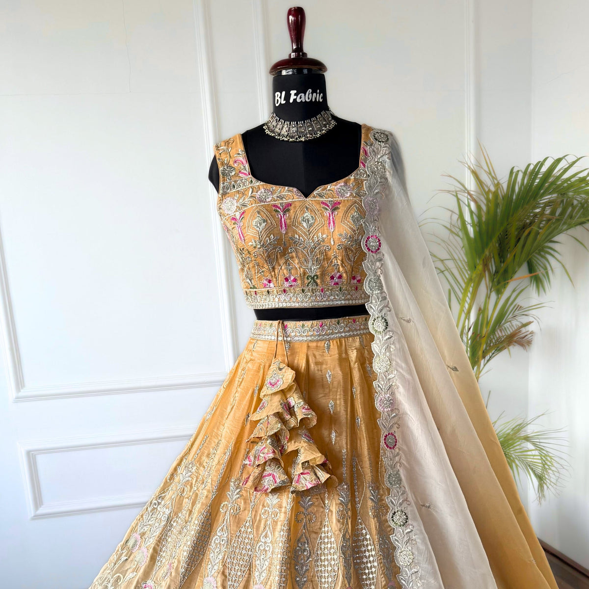 Shading Yellow color Zari Thread work Designer Wedding Lehenga Choli BL1554