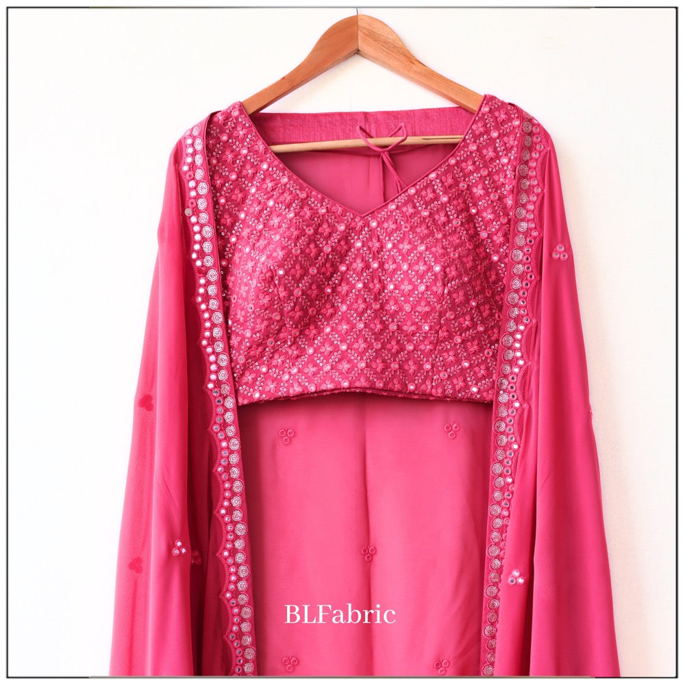Pink color Mirror & Embroidery work Designer Lehenga Choli for Wedding Function BL1237