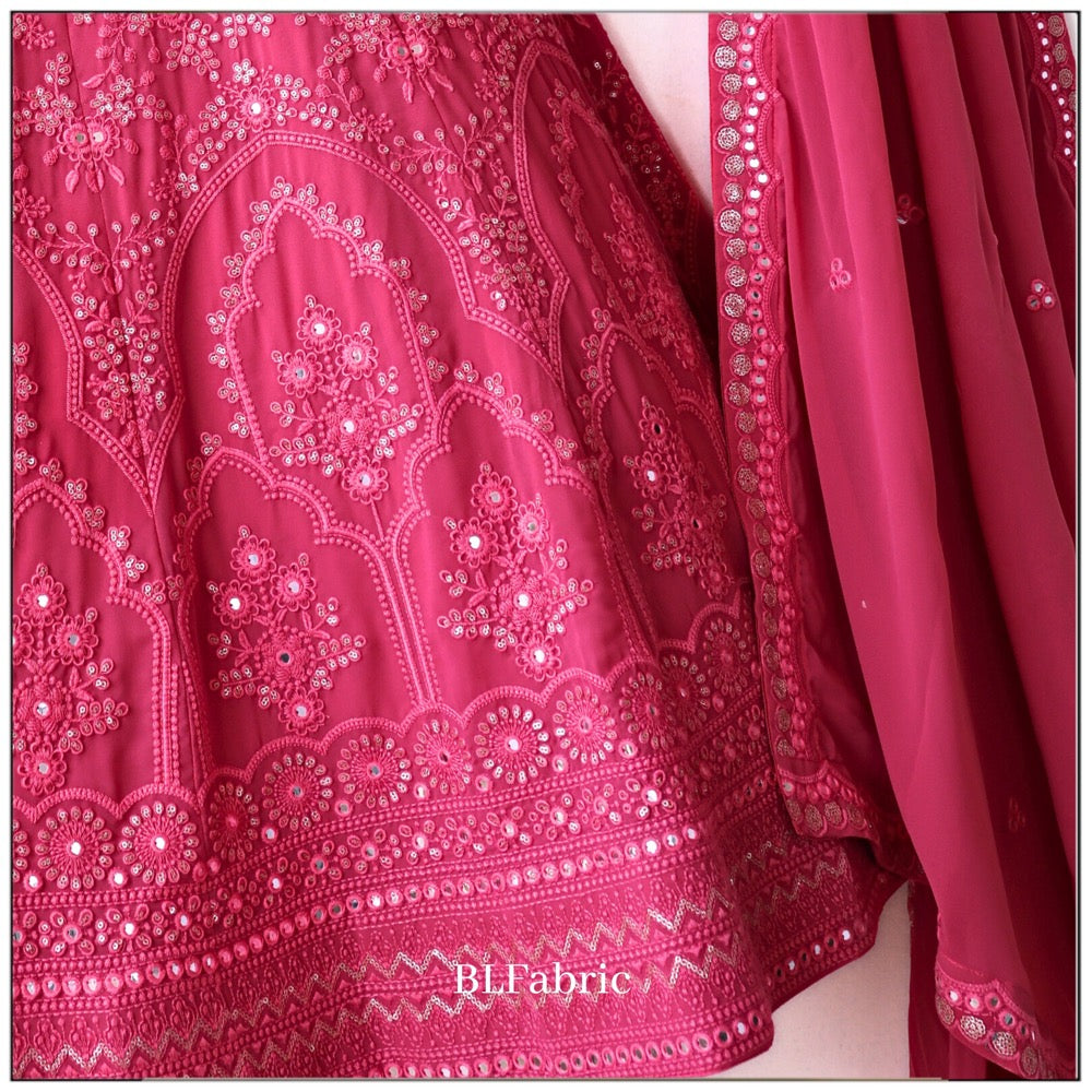 Pink color Mirror & Embroidery work Designer Lehenga Choli for Wedding Function BL1237