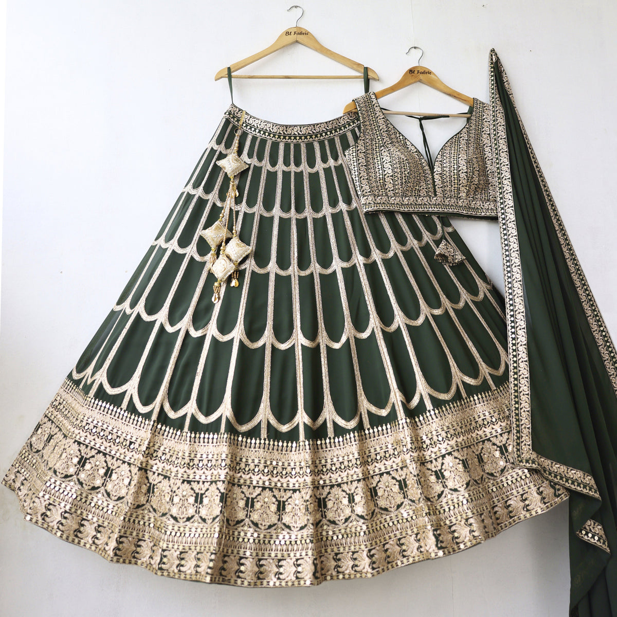 Green color Sequence Zari work Designer Wedding Lehenga Choli For Wedding Function BL1270