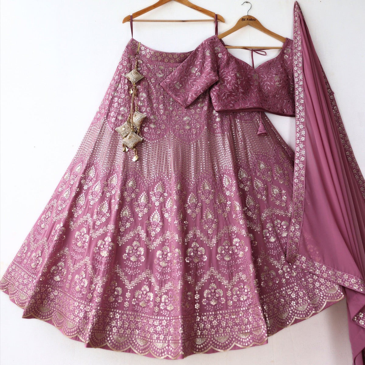 Peach color Sequence & Thread work Designer Wedding Lehenga Choli For Wedding Function BL1271
