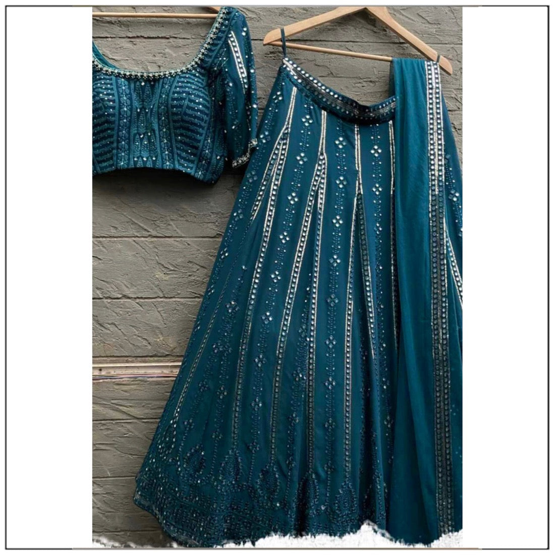 Blue color Mirror & Sequence Embroidery work Designer Wedding Lehenga Choli BL1272