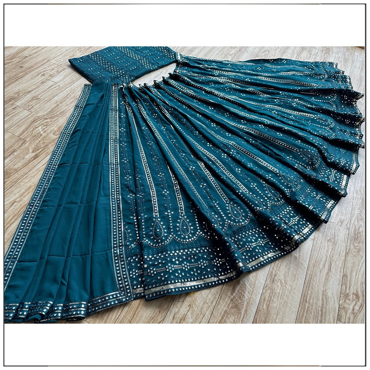 Blue color Mirror & Sequence Embroidery work Designer Wedding Lehenga Choli BL1272