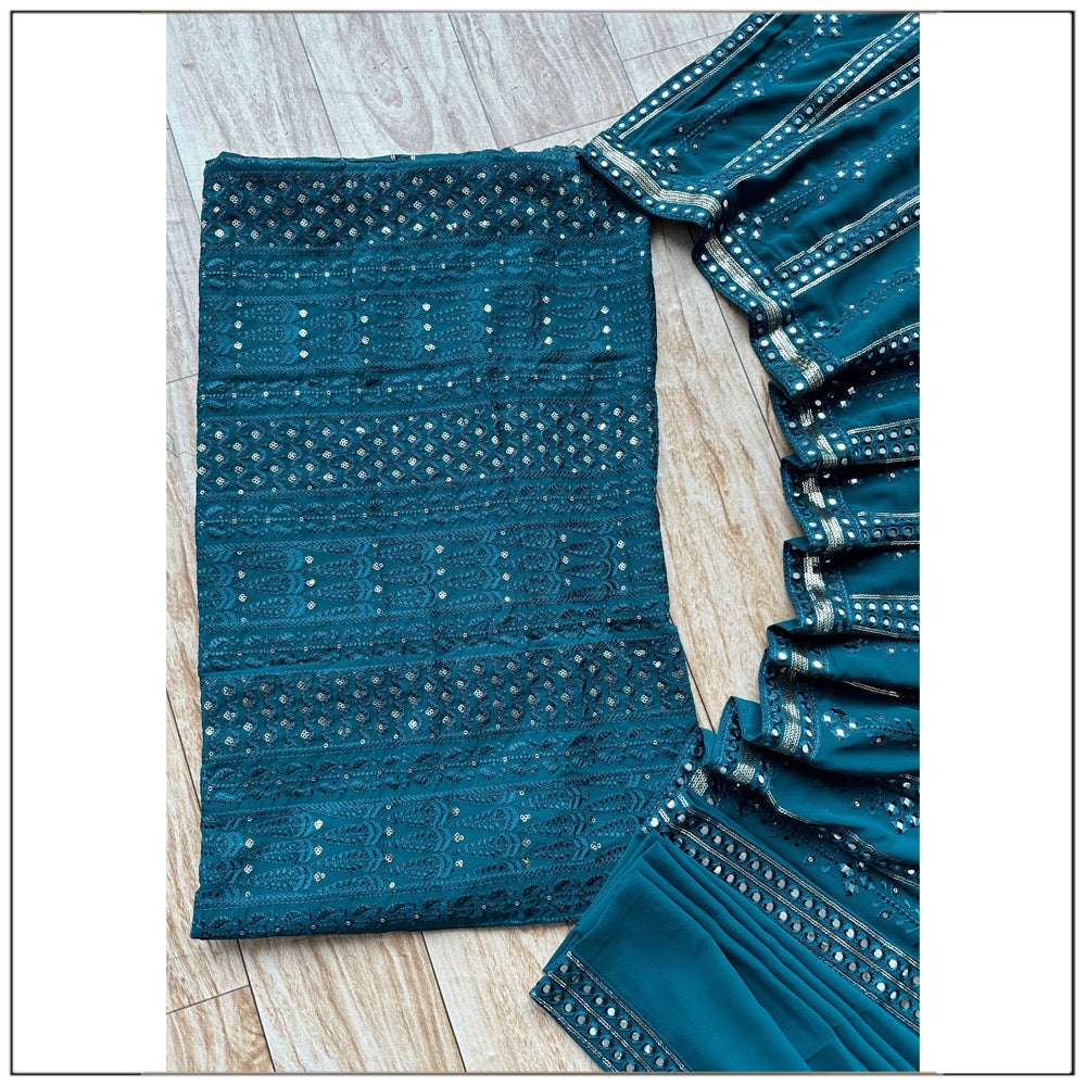 Blue color Mirror & Sequence Embroidery work Designer Wedding Lehenga Choli BL1272