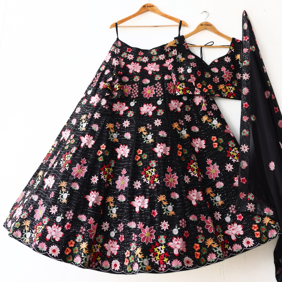 Black color Multi Thread Sequence Embroidery work Designer Wedding Lehenga Choli BL1316