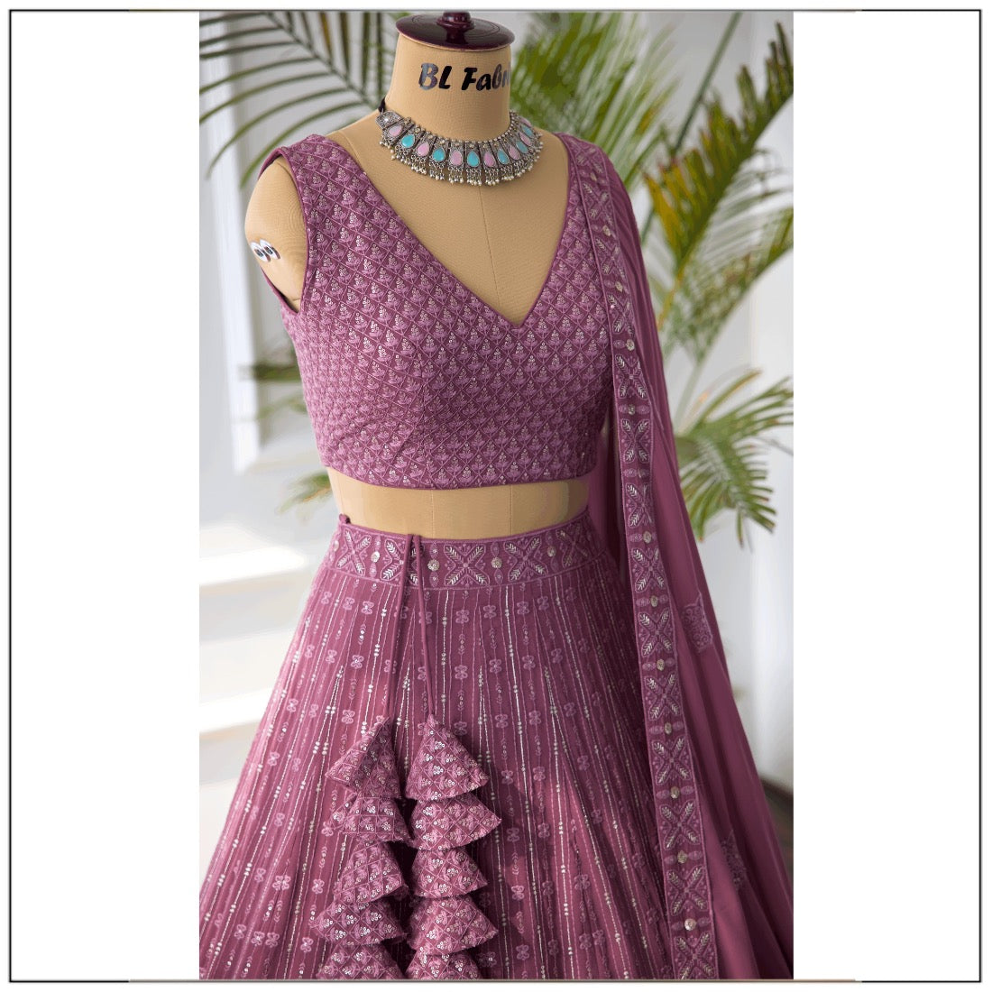 Rosy Brown color Sequence & Embroidery work Designer Lehenga Choli for Wedding Function BL1375
