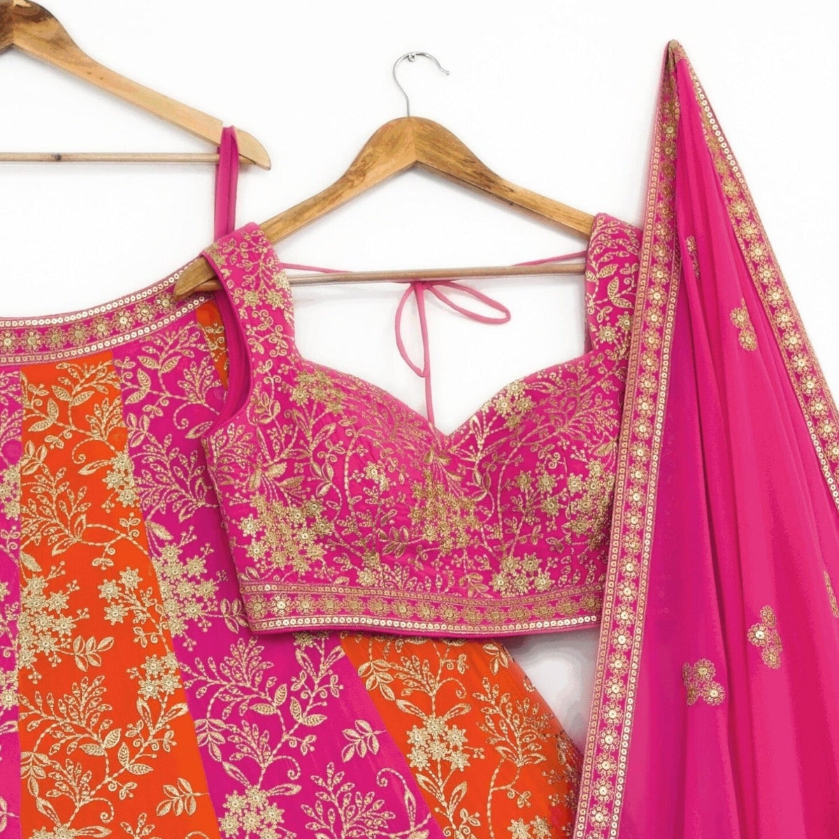 Pink & Orange color Sequence Embroidery work Designer Lehenga Choli for Wedding & Haldi Function BL1386