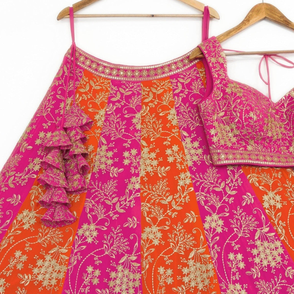 Pink & Orange color Sequence Embroidery work Designer Lehenga Choli for Wedding & Haldi Function BL1386