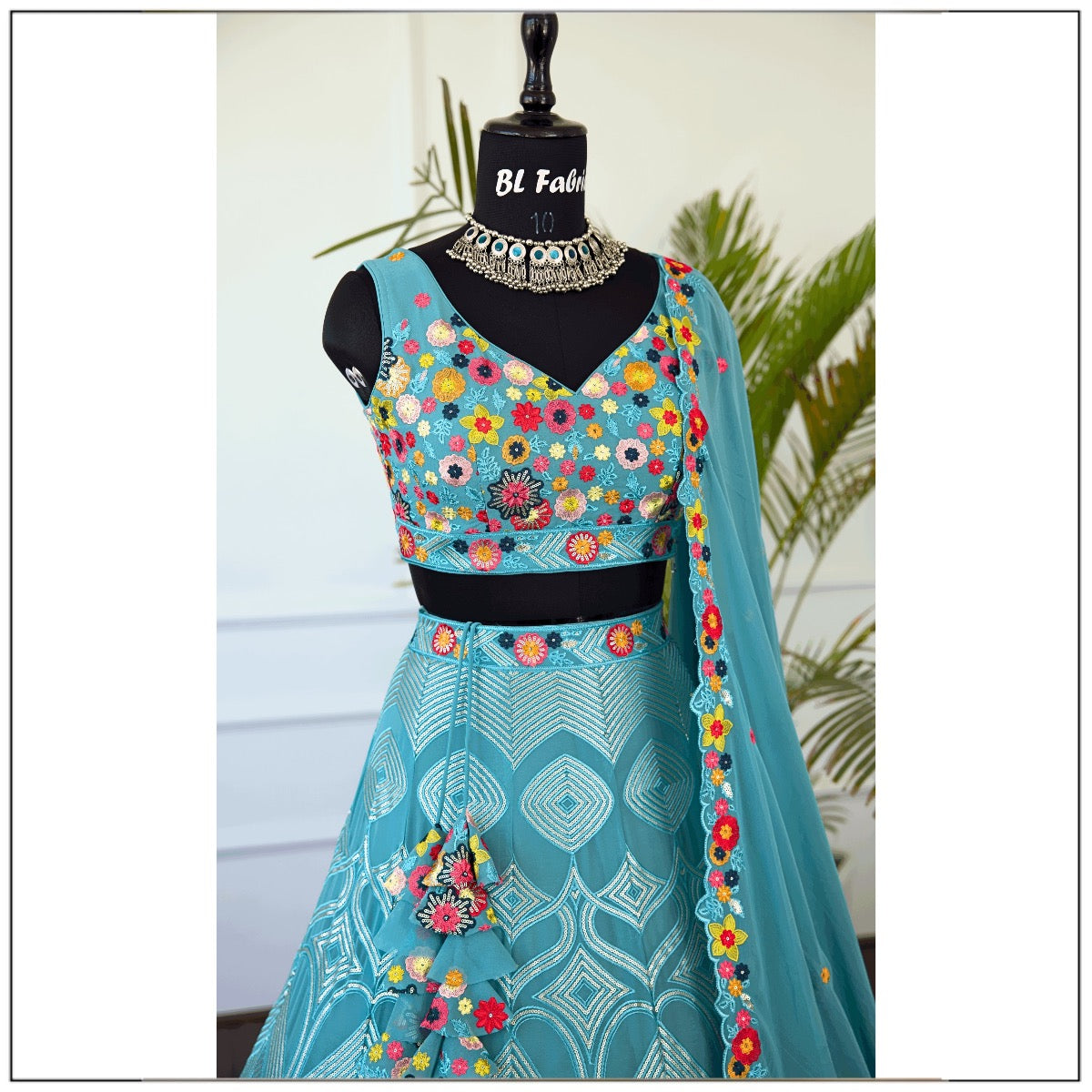 Skyblue color Sequence Embroidery work Designer Lehenga Choli for Wedding Function BL1392