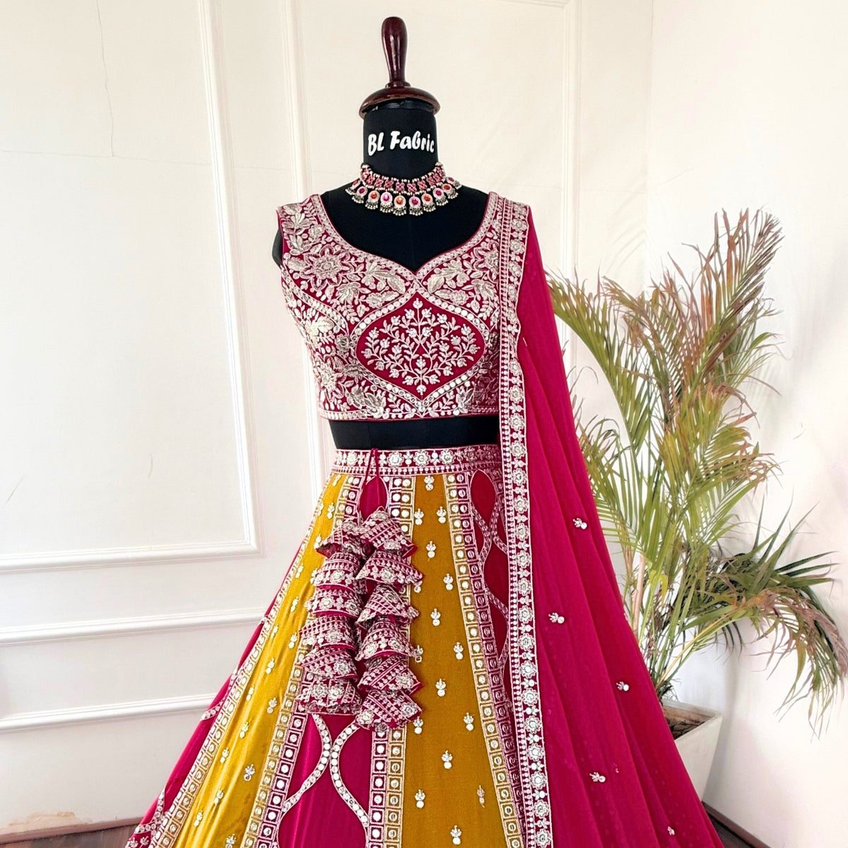 Multi color Sequence Thread Embroidery work Designer Lehenga Choli for Any Function BL1518