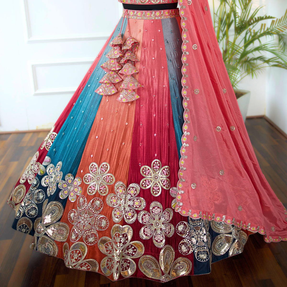 Multi color Real Mirror & Sequence Embroidery work Designer Lehenga Choli for Any Function BL1541